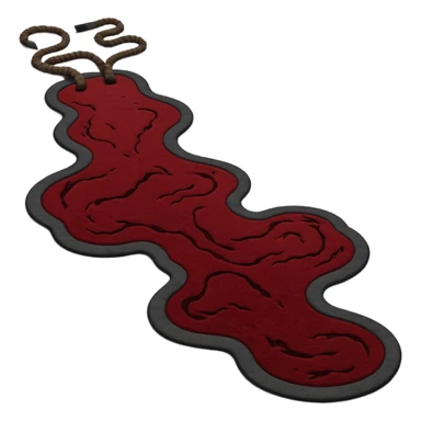 Minimalist emoji-style sticker of a carpet turning into a dark river, murky texture, grayscale and dried blood tones, side ropes in shadow
 sticker