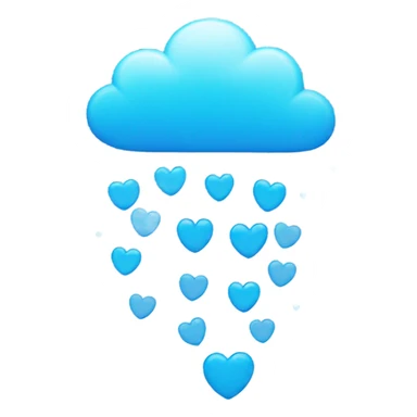 Cloud raining blue hearts sticker