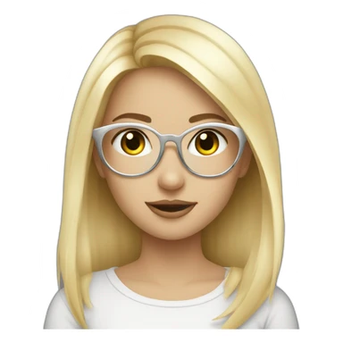 A blond whit girl  with silberglases like a demon sticker
