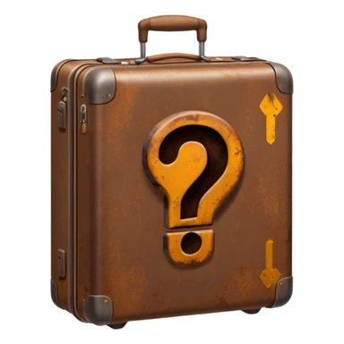 suitcase with a question mark sticker