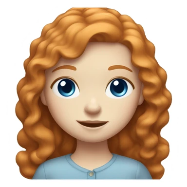 Pale ginger girl with freckles. She has medium length wavy ginger hair and blue eyes sticker