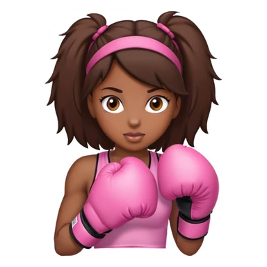 Brunette black girl wearing pink boxing gloves sticker