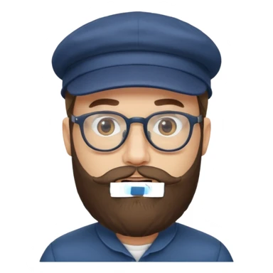 male full beard glasses and cap sticker