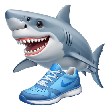 Friendly shark in blue tennis shoes sticker