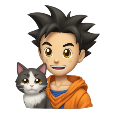 goku whit a cat sticker