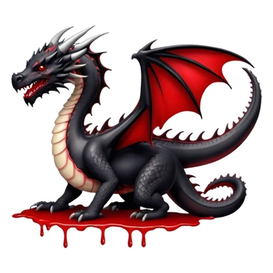 Black dragon with blood drips sticker