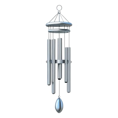 metal wind chime hanging with small tubes, sticker