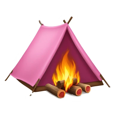 Pink camping tent with fire logs  sticker
