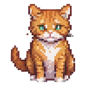 orange tabby cat sitting pixel art sticker