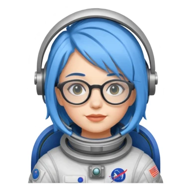 Female astronaut with blue hair, wear glasses sticker