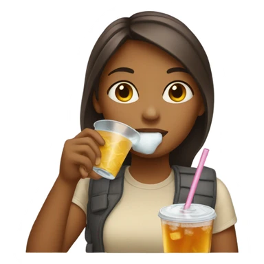 girl dinking ice te  sticker