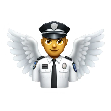 A White Police man with ANGEL WINGS sticker