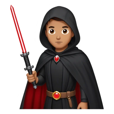 Man in a black cloak holding a red laser sword sticker