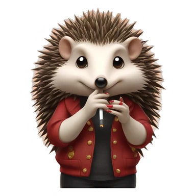 Red gothic female hedgehog smoking a cigarette sticker