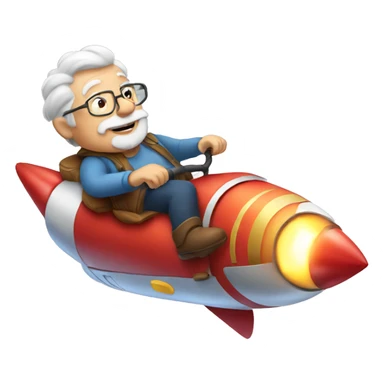 Grandpa riding on a rocket sticker