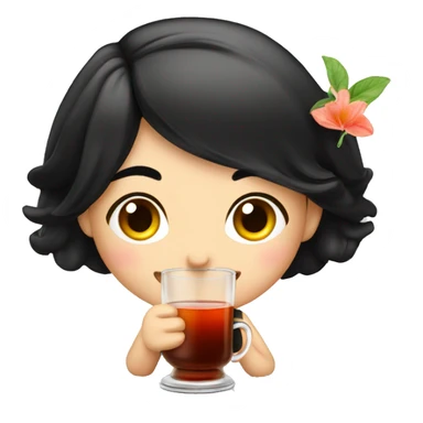 Turkish tea, girl with black hair, relax mood sticker