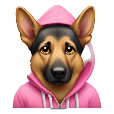 german shepherd dog wearing a pink hoodie  sticker