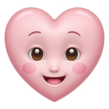 light pink heart with a cute face, kawaii expression sticker