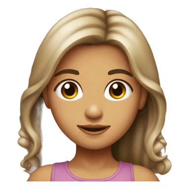 Niña con el pelo largo, con rulos y marrón, piel muy clarita y ojos marrones oscuros  sticker