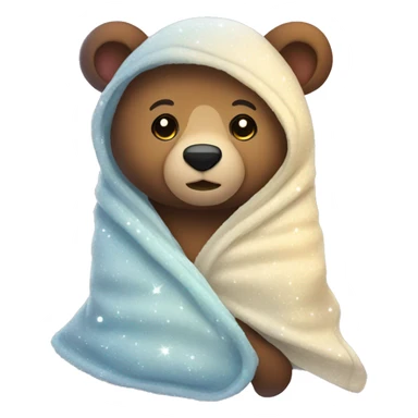 bear cozy in blanket with sparkles sticker