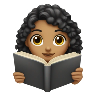 A curly balck haired egyptian girl reading a book sticker