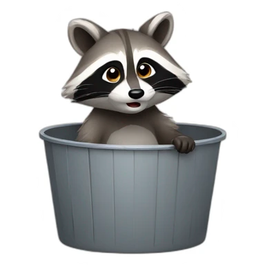 Funny raccoon in bin sticker