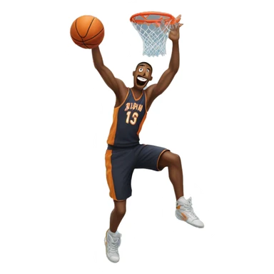 man jumping dunking basketball sticker