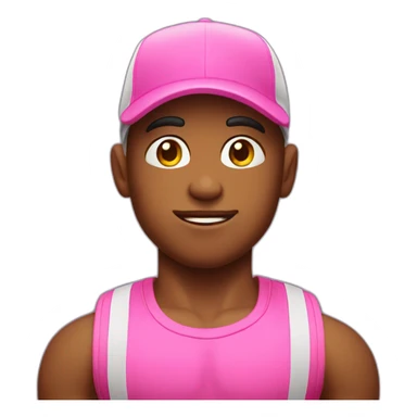Boy with muscles ans pink cap sticker