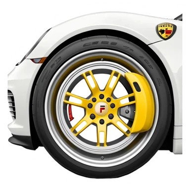 Matte White colored exterior 2024 Porsche 718 Cayman GTS 4.0 with yellow ceramic brake calipers and dark silver anthracite rims sticker