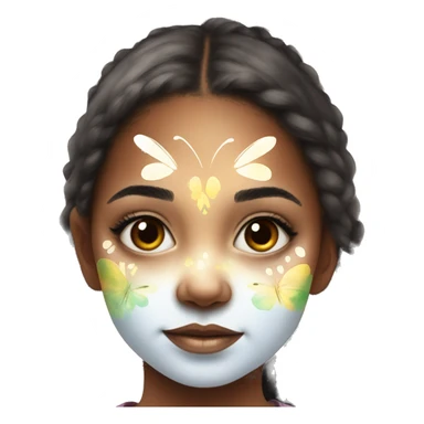 young girl with face paint in the shape of a watercolour butterfl sticker