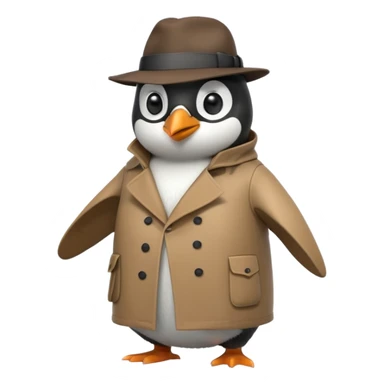 kahverengi trençkotlu penguen dedektif  sticker