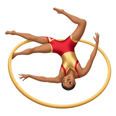 A skilled acrobat mid-air, executing a breathtaking flip with perfect control. The pose radiates strength, balance, and agility. The background suggests a dynamic performance space, with stage lights or a competition arena, emphasizing motion, precision, and teamwork. sticker