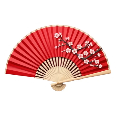 dark red Chinese fan with sakura sticker