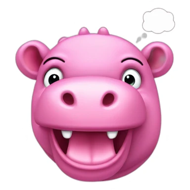 pink hippo surprised with head bursting sticker