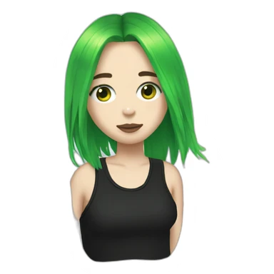 billie eilish, green and black hair sticker