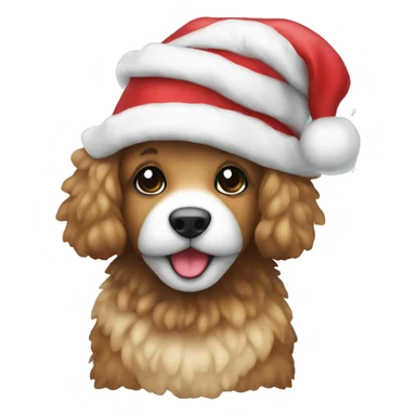 Pudel with a christmas hat sticker