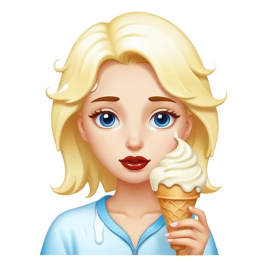 Girl with vanilla ice cram drops on her face sticker