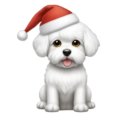 bichon dog-sitting-christmas hat sticker