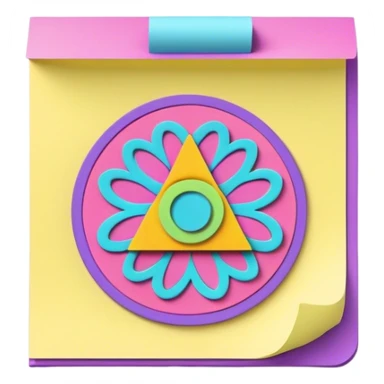 3D, psychedelic colored hippie style sticky note sticker