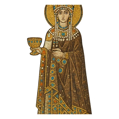 Empress Theodora in Byzantine regalia, mosaic art style, gold and jewel tones sticker