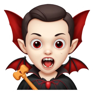 vampire royal child with toy bat open mouth sticker