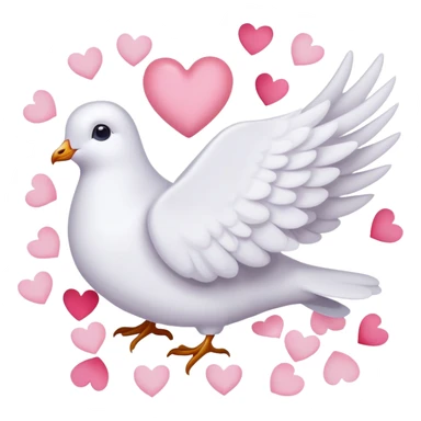Pastel white-pinkish Romantic dove with hearts and rose-petals sticker