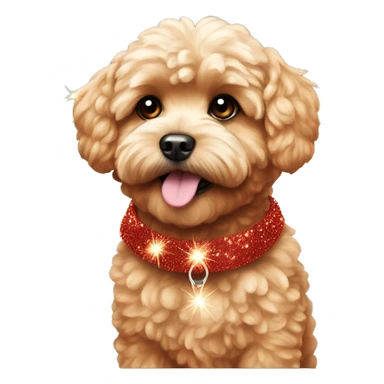 Red maltipoo with glitter garland around his neck sticker