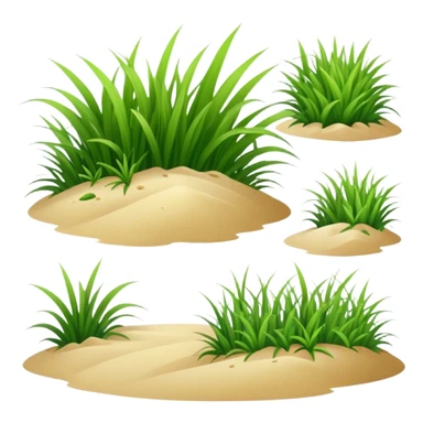 generate realistic detailed grass in 3d style with small sand  sticker