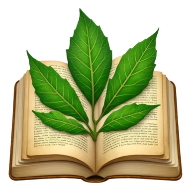 open textbook with a leaf inside sticker