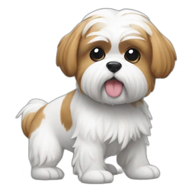 Shitzu blanc gris et roux qui danse sticker