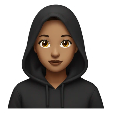 Girl with brown long straight hair and brown eyes with makeup in a black hoodie sticker