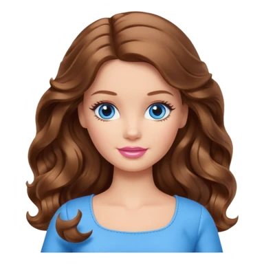 Barbie with brown wavy hair and blue eyes sticker