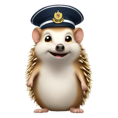 Hedgehog with long ears wearing a naval officers hat sticker
