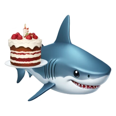 Shark with a cake  sticker